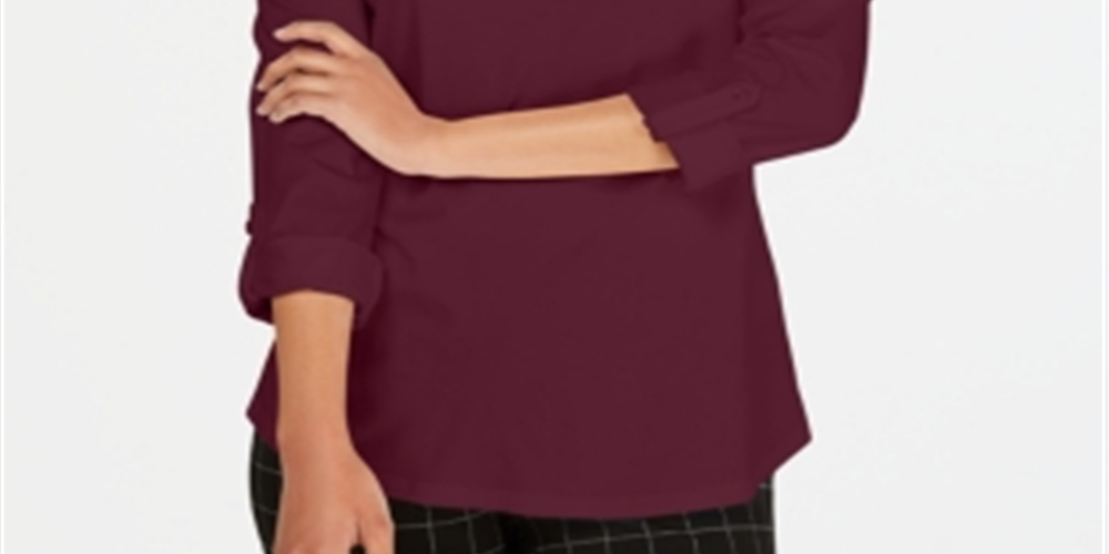 Charter Club Supima Cotton Top feminino com decote dividido, vermelho, tamanho X-S