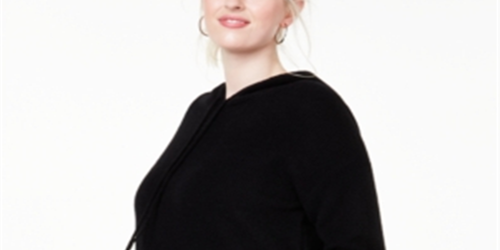 Moletom com capuz térmico feminino Charter Club Plus Cashmere, preto, tamanho 2X
