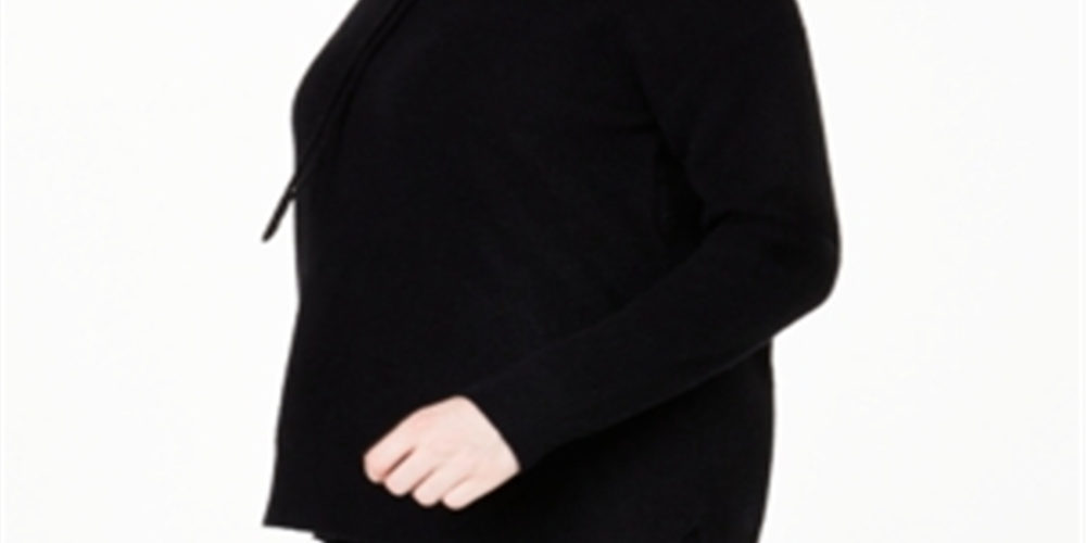 Moletom com capuz térmico feminino Charter Club Plus Cashmere, preto, tamanho 2X