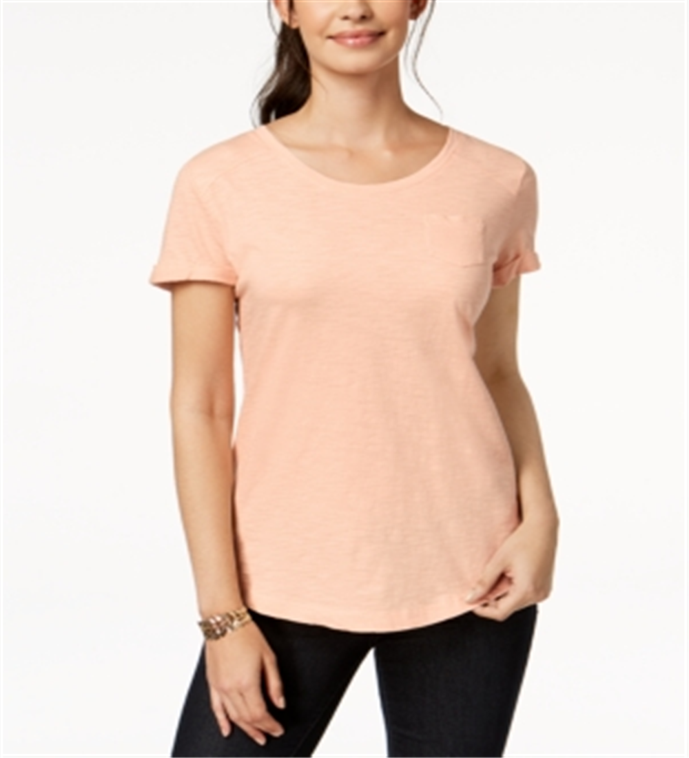 Camiseta feminina de algodão com gola redonda, estilo &amp; co, laranja, tamanho GG