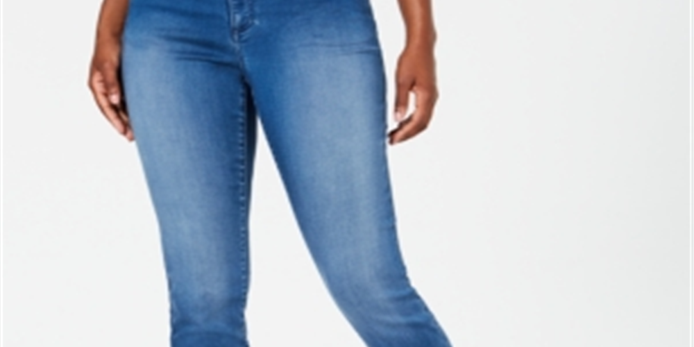 Calça jeans skinny feminina Inc International Concepts com ajuste curvilíneo e elástico - Horizon Wash Azul, tamanho 18
