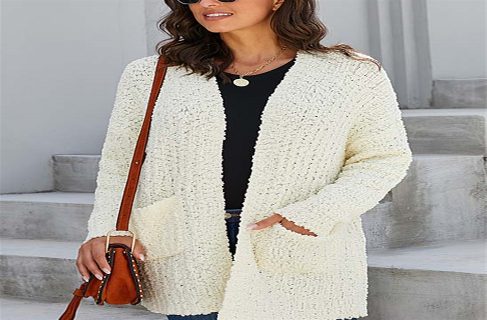 Cardigans abertos femininos VLRSY Pebble Beach texturizado aberto branco tamanho XL