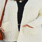 Cardigans abertos femininos VLRSY Pebble Beach texturizado aberto branco tamanho XL