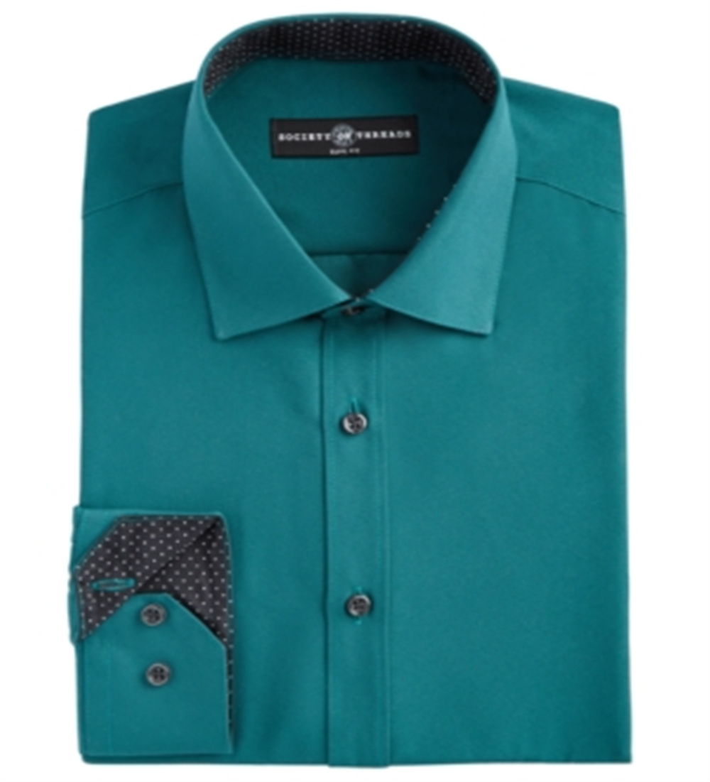 Camisa social masculina slim fit lisa verde tamanho GG da Society Of Threads