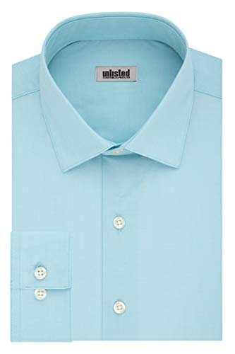 Camisa social masculina Kenneth Cole Slim Fit com gola aberta, azul, tamanho M