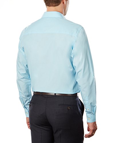 Camisa social masculina Kenneth Cole Slim Fit com gola aberta, azul, tamanho M