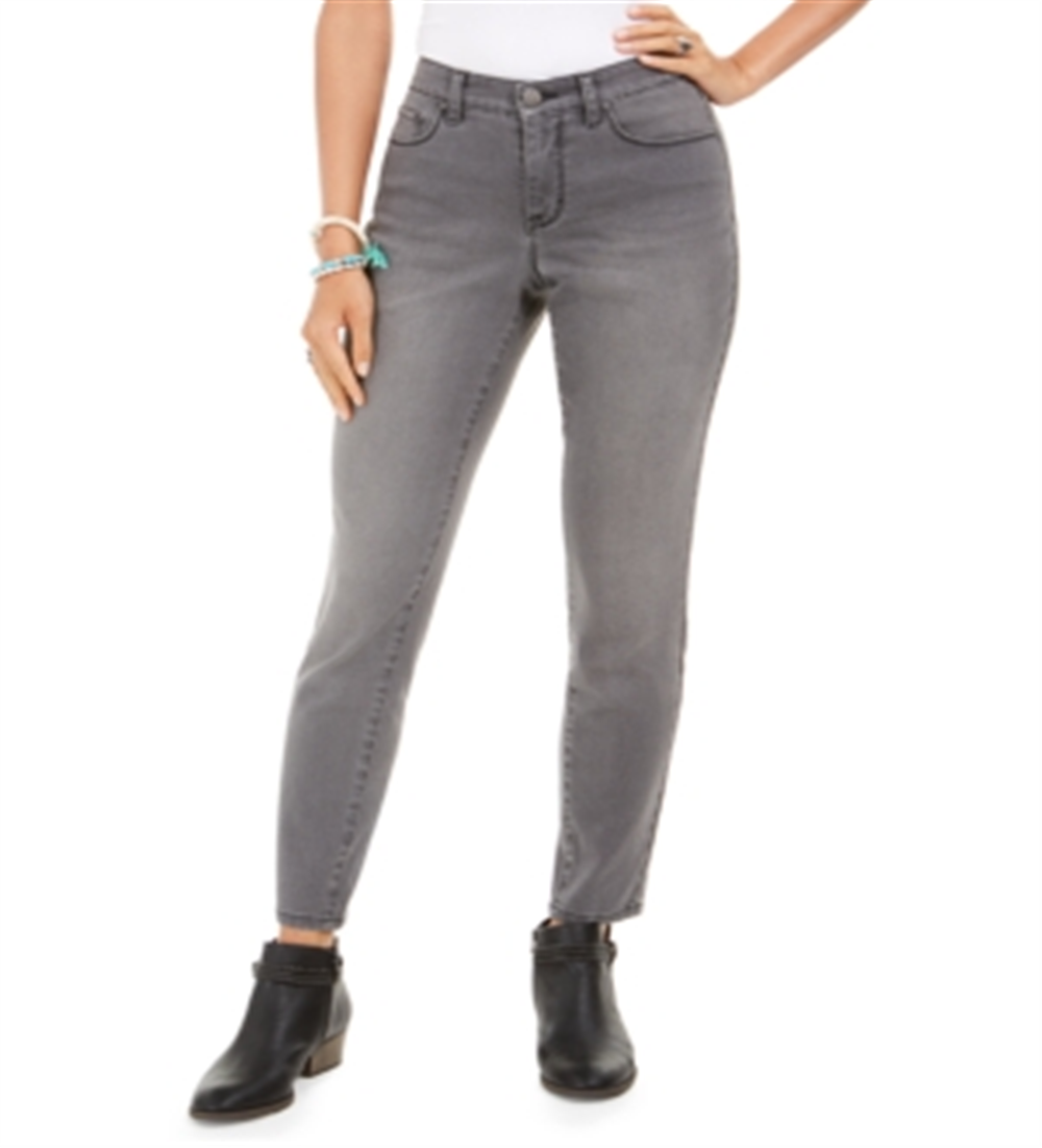 Jeans feminino com controle de barriga e bolso brilhante Style &amp; Co, cinza, tamanho 14, pequeno