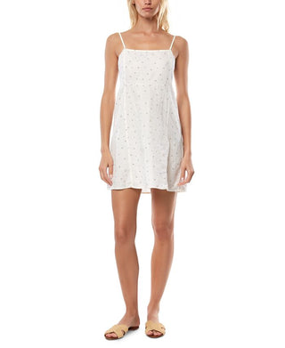 Vestido sem mangas O'Neill feminino em mistura de linho e gel, branco, tamanho extragrande