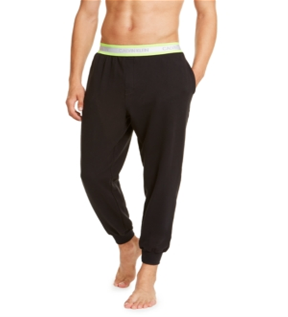 Calça jogger Calvin Klein masculina com fita neon preta, tamanho extragrande