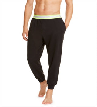 Calça jogger Calvin Klein masculina com fita neon preta, tamanho extragrande