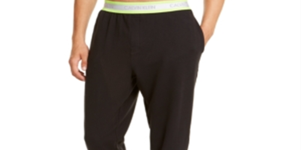 Calça jogger Calvin Klein masculina com fita neon preta, tamanho extragrande