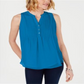 Blusa feminina sem mangas Charter Club, azul, tamanho extragrande