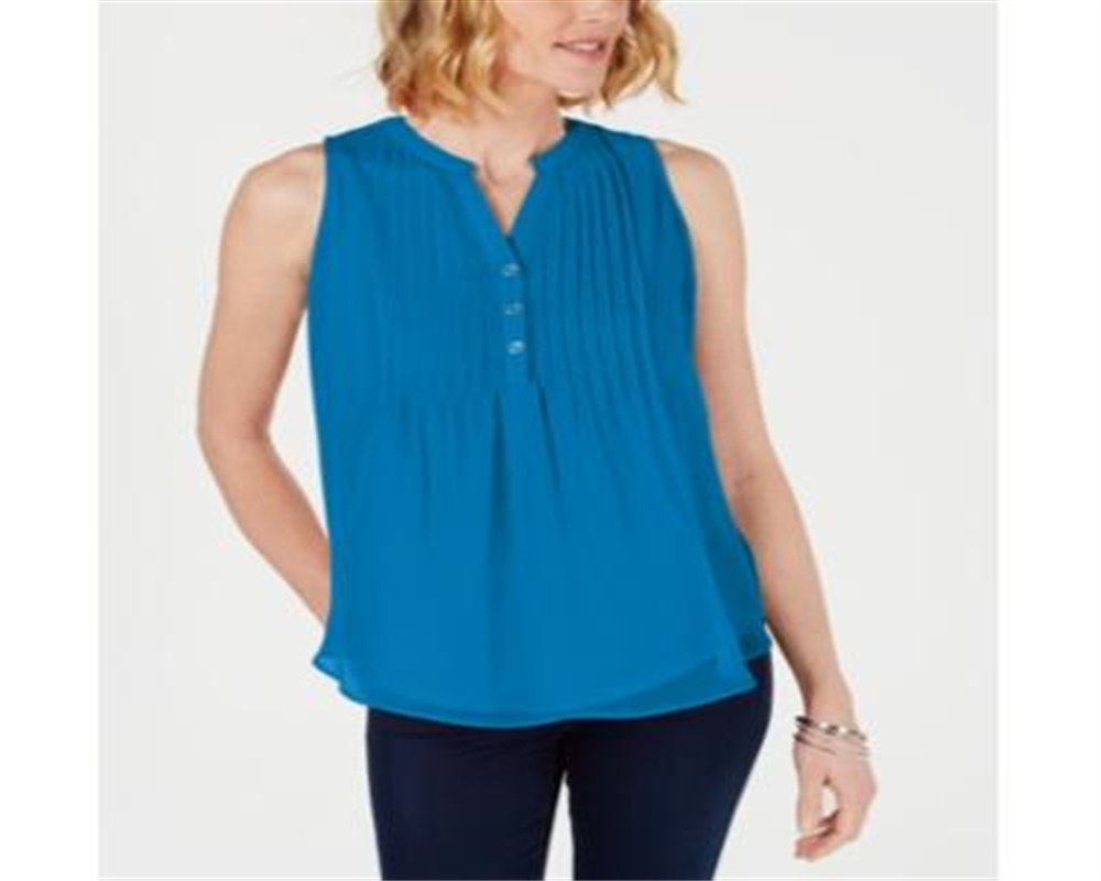 Blusa feminina sem mangas Charter Club, azul, tamanho extragrande