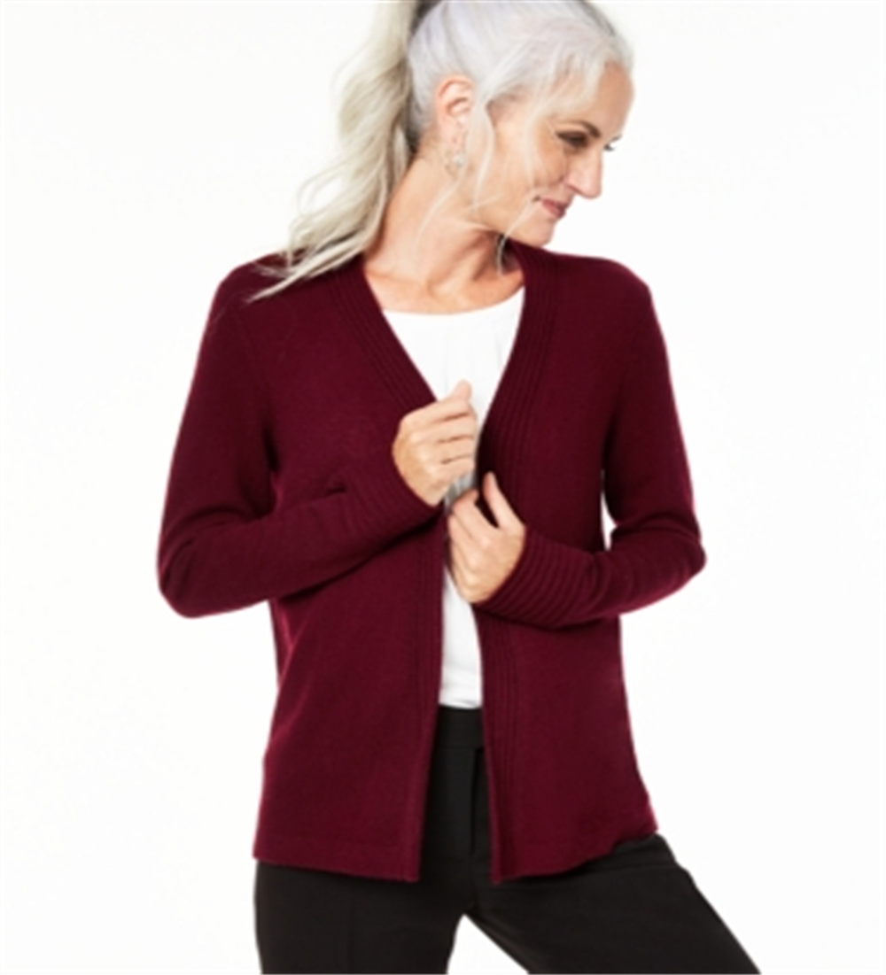 Cardigan de cashmere feminino Charter Club com frente aberta, vermelho, tamanho pequeno médio
