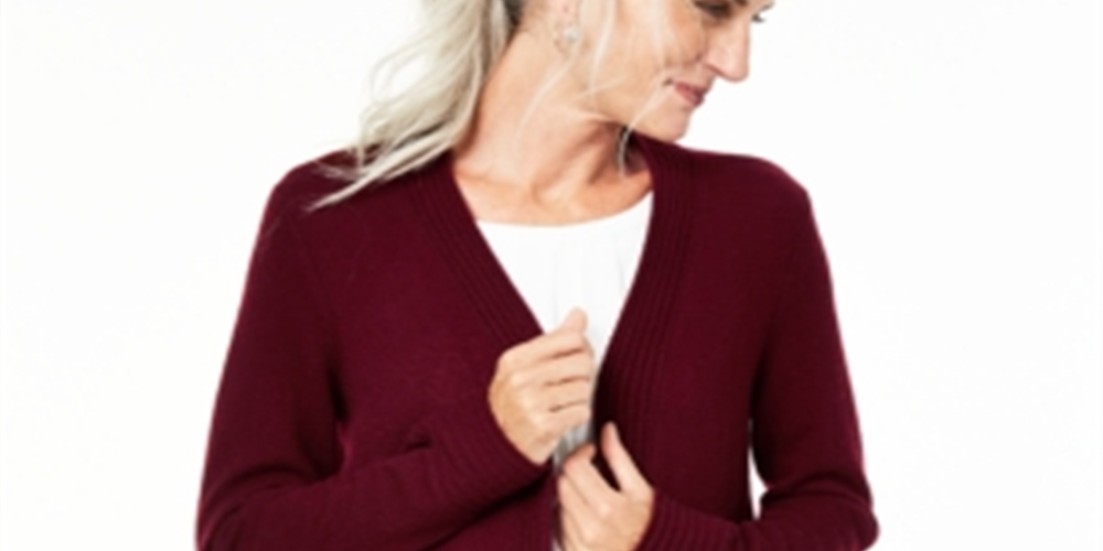 Cardigan de cashmere feminino Charter Club com frente aberta, vermelho, tamanho pequeno médio
