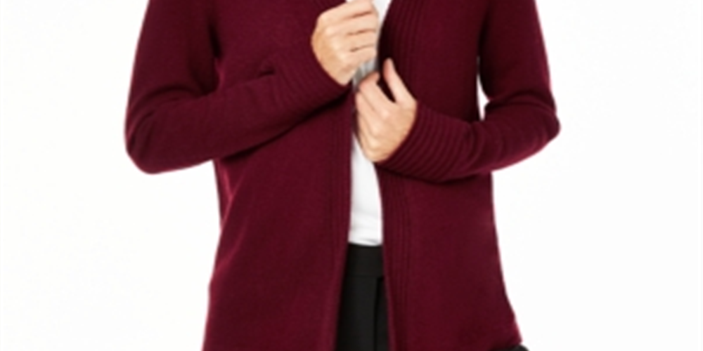 Cardigan de cashmere feminino Charter Club com frente aberta, vermelho, tamanho pequeno médio