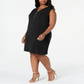 Vestido feminino plus size sem mangas e com zíper, tamanho 1X, preto, da coleção JM
