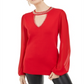 Suéter feminino com tachas e buraco de fechadura, tamanho grande, vermelho, da INC International Concepts