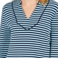 Blusa feminina listrada Charter Club com manga 3/4, azul, tamanho X-S