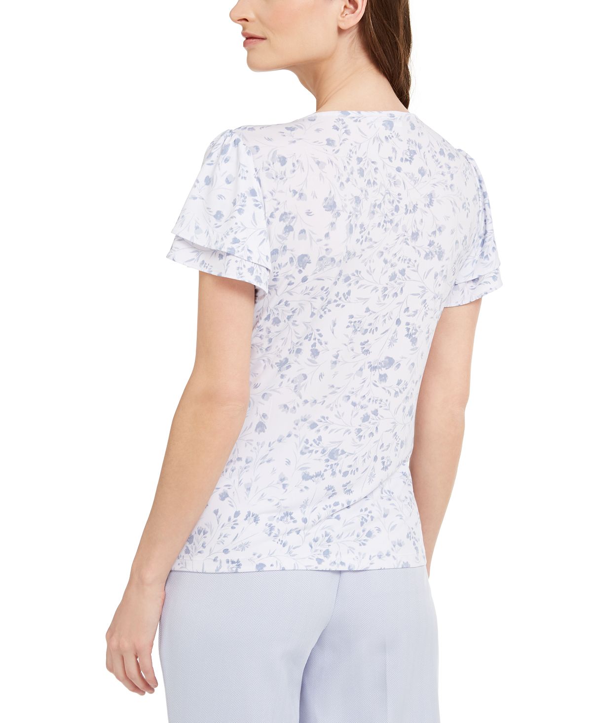 Blusa Calvin Klein Feminina Estampada Floral Branca Tamanho X-G