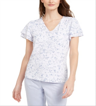 Blusa Calvin Klein Feminina Estampada Floral Branca Tamanho X-G
