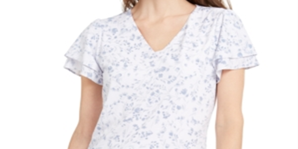 Blusa Calvin Klein Feminina Estampada Floral Branca Tamanho X-G