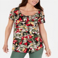 Blusa feminina estampada com ombros descobertos, verde, tamanho médio, da coleção JM
