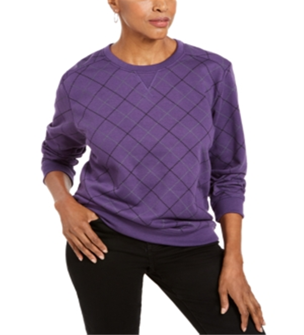 Karen Scott Moletom feminino estampado roxo tamanho pequeno pequeno