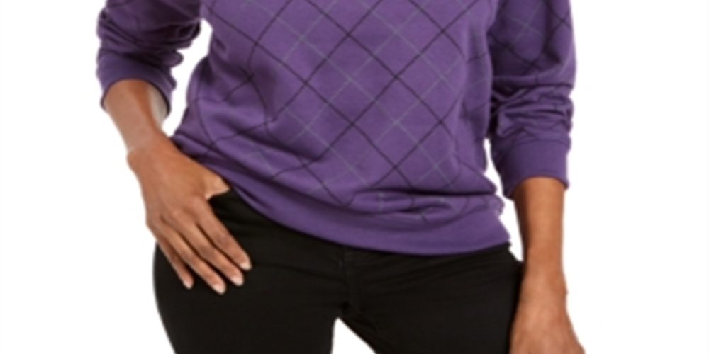 Karen Scott Moletom feminino estampado roxo tamanho pequeno pequeno