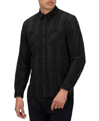 Camisa de flanela Hurley Hendrick masculina, manga comprida, preta, tamanho médio