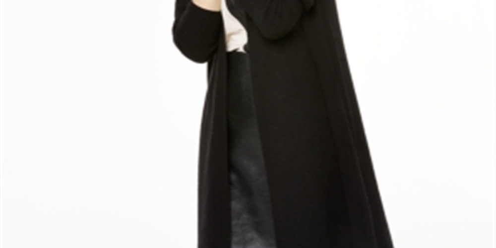Cardigan feminino Charter Club Pure Cashmere Duster, preto, tamanho pequeno G