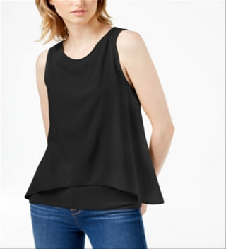 Regata feminina Bar III com decote em camadas e costas abertas, preta, tamanho extragrande