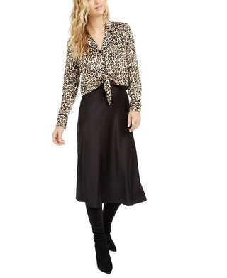 Saia MIDI de cetim feminina Bar III, preta, tamanho pequeno