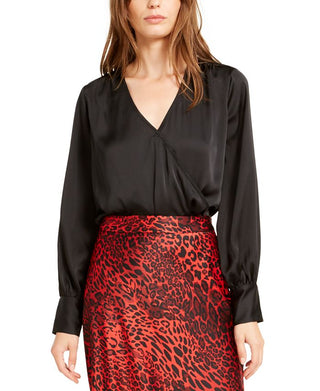 Body feminino de cetim Bar III, blusa fio dental, preto, tamanho médio