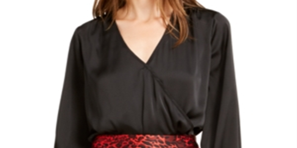 Body feminino de cetim Bar III, blusa fio dental, preto, tamanho médio