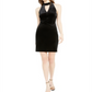 Vestido tubinho de veludo com decote em V sem mangas Bar III feminino, preto, tamanho grande