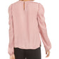 Blusa feminina Bar III com manga bufante e decote em V, rosa, tamanho XXS