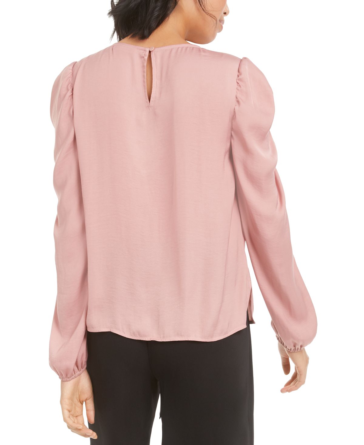 Blusa feminina Bar III com manga bufante e decote em V, rosa, tamanho XXS