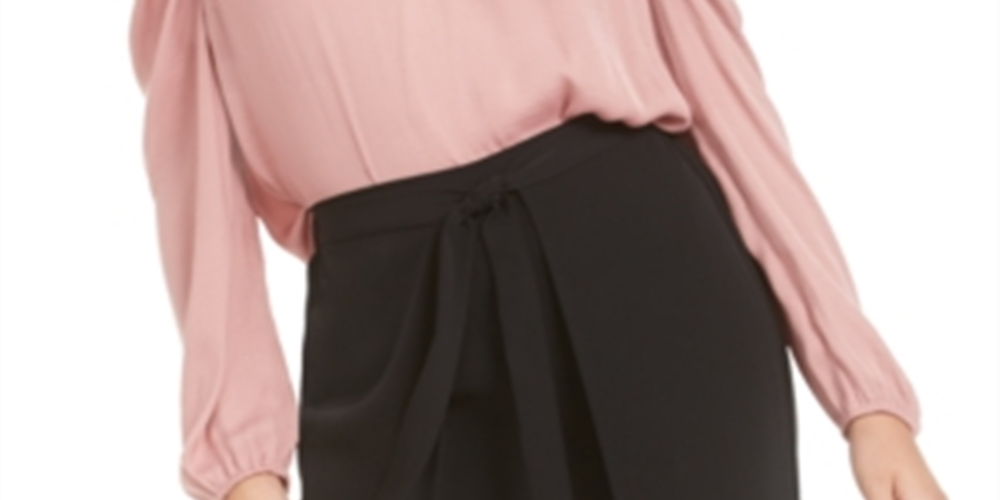 Blusa feminina Bar III com manga bufante e decote em V, rosa, tamanho XXS
