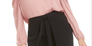 Blusa feminina Bar III com manga bufante e decote em V, rosa, tamanho XXS