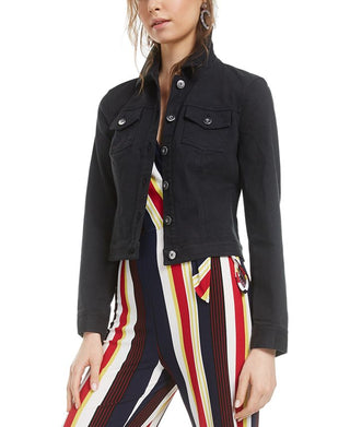 Jaqueta Trucker de Sarja Feminina Bar III Preta Tamanho Grande