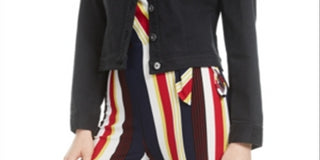 Jaqueta Trucker de Sarja Feminina Bar III Preta Tamanho Grande