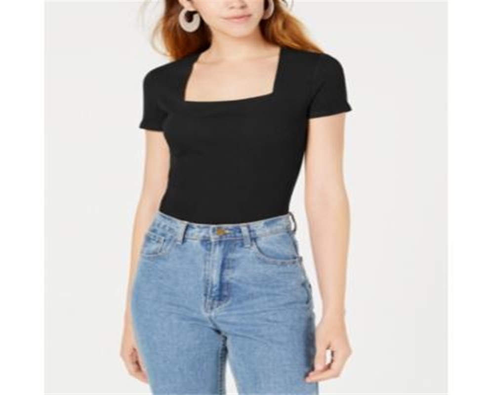 Body feminino Bar III com decote quadrado, preto, tamanho XX-G