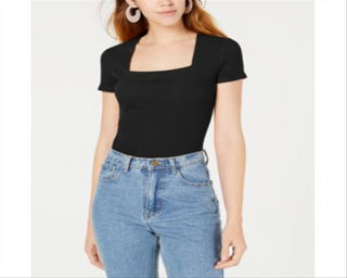 Body feminino Bar III com decote quadrado, preto, tamanho XX-G