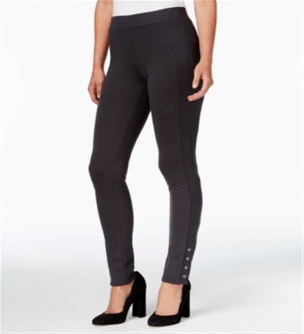 Leggings femininas de malha ponte com bainha de pressão Style &amp; Co, cinza, tamanho G