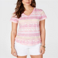 Camiseta feminina estampada em algodão estilo &amp; co, rosa, tamanho pequeno médio