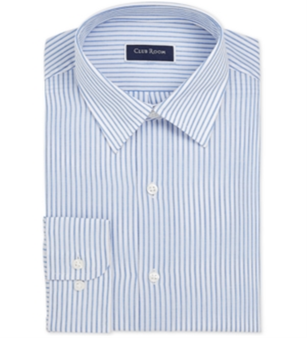Camisa social listrada masculina Clubroom, azul, tamanho 16,5 x 32-33