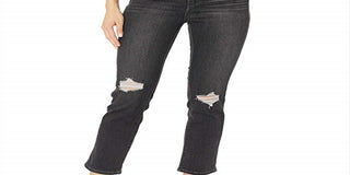 Levi's Women's 724 High Rise Straight Crop Ripped Jeans Black Size 33