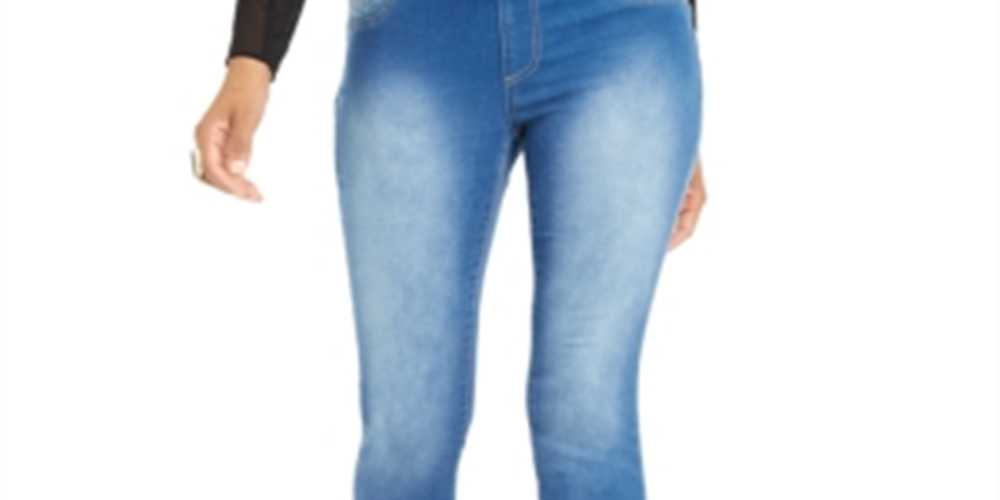 Calça Jegging Feminina Thalia Sodi com Cadarço e Lavagem Clara Azul Tamanho XX-G