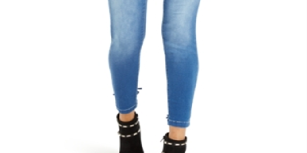 Calça Jegging Feminina Thalia Sodi com Cadarço e Lavagem Clara Azul Tamanho XX-G